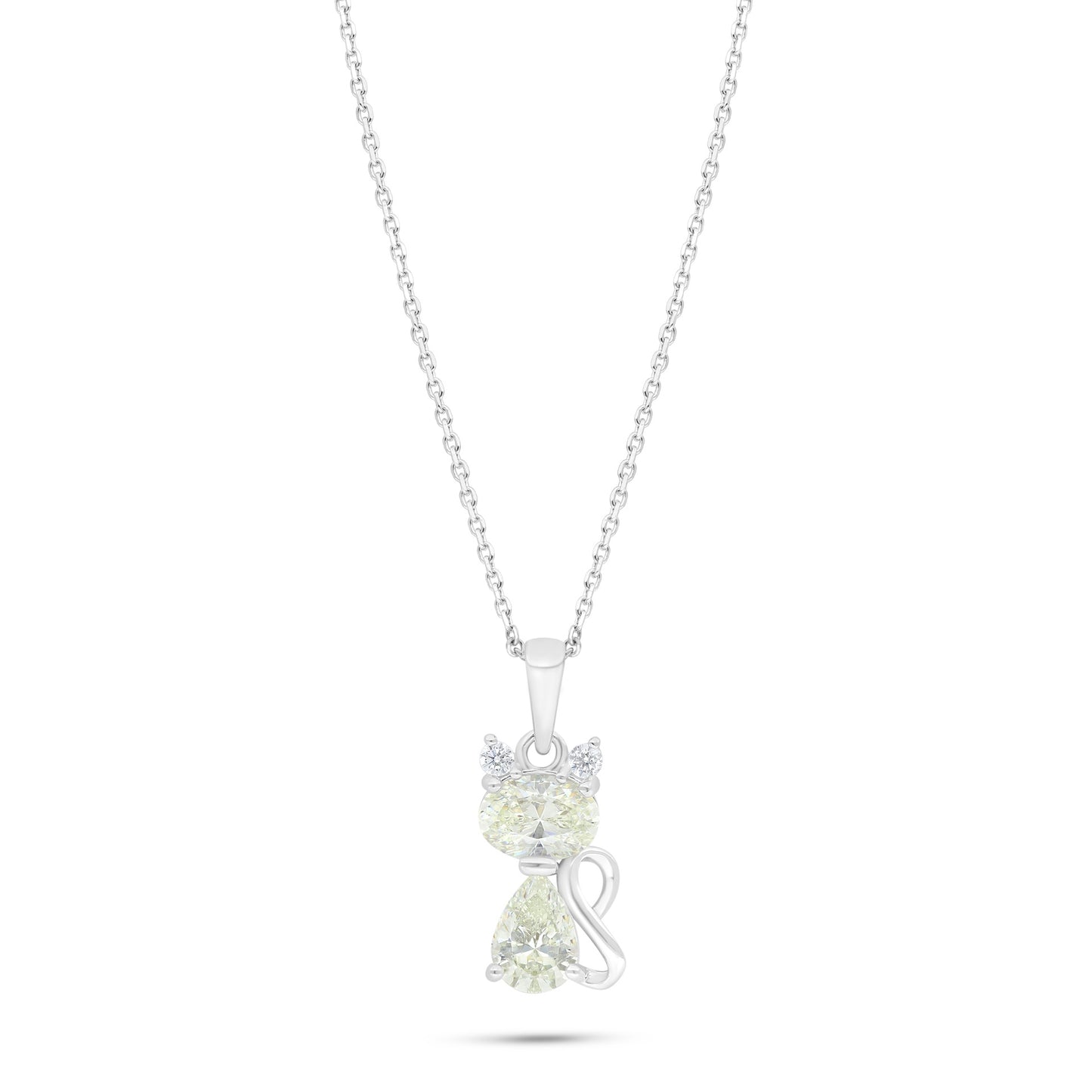 Sterling Silver 925 Necklace Rhodium Plated Embedded With Diamond Zircon And White Zircon