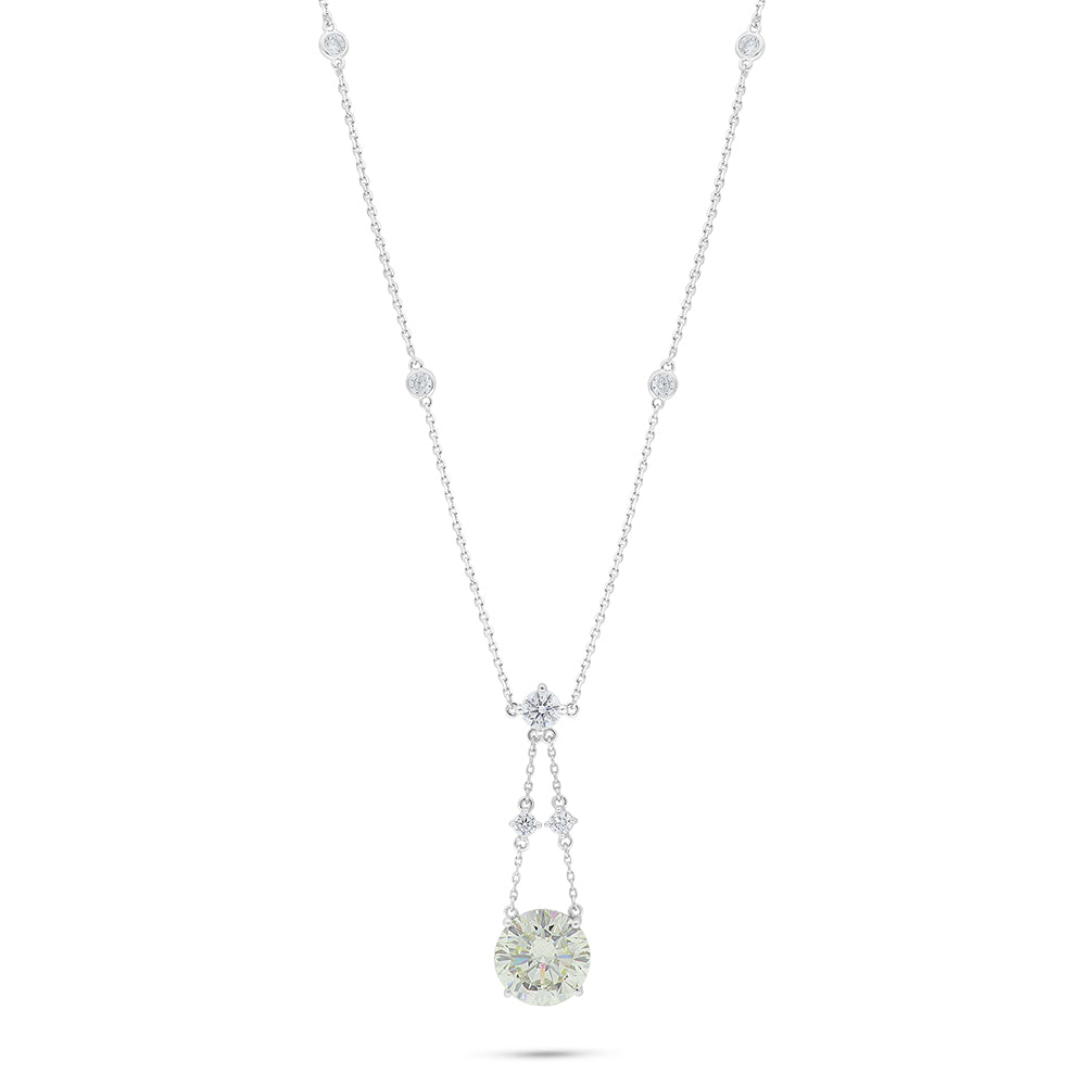 Sterling Silver 925 Necklace Rhodium Plated Embedded With Diamond Zircon And White Zircon