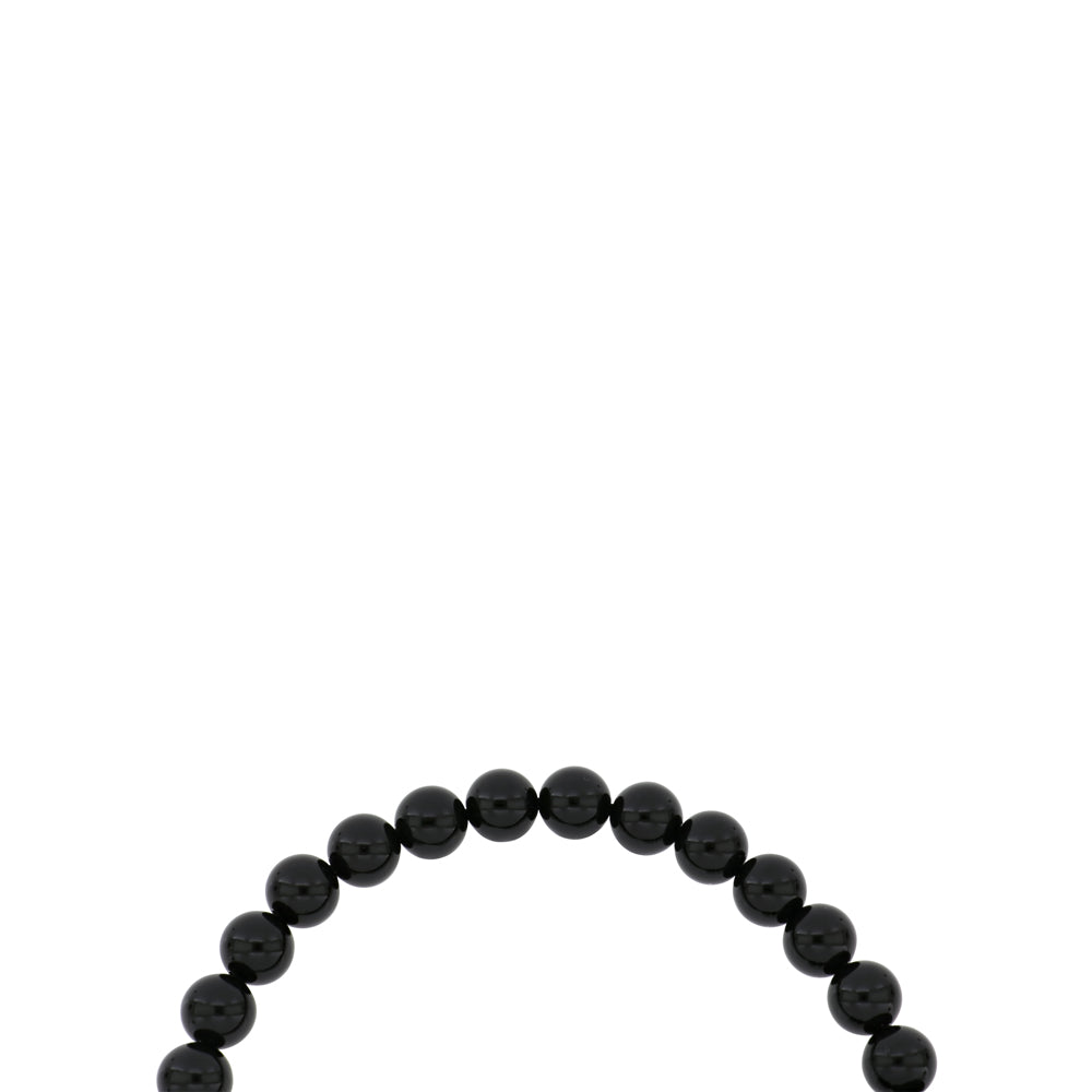 Rosary 45 Sterling Silver 925 Set Oxidized Embedded With Black Agate Cabochon Bead 08 ML LOGO