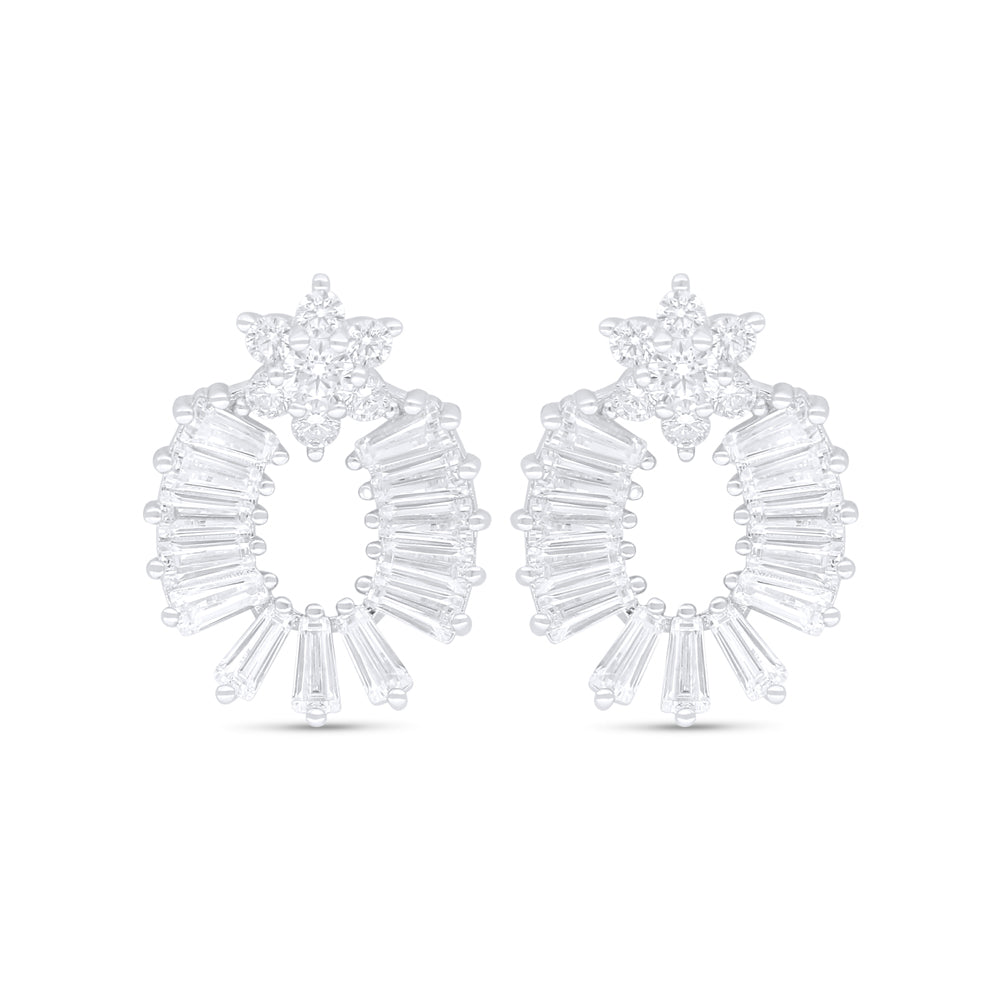 اقراط من الفضة الخالصة عيار 925 مطلي روديوم مرصع فص ابيض