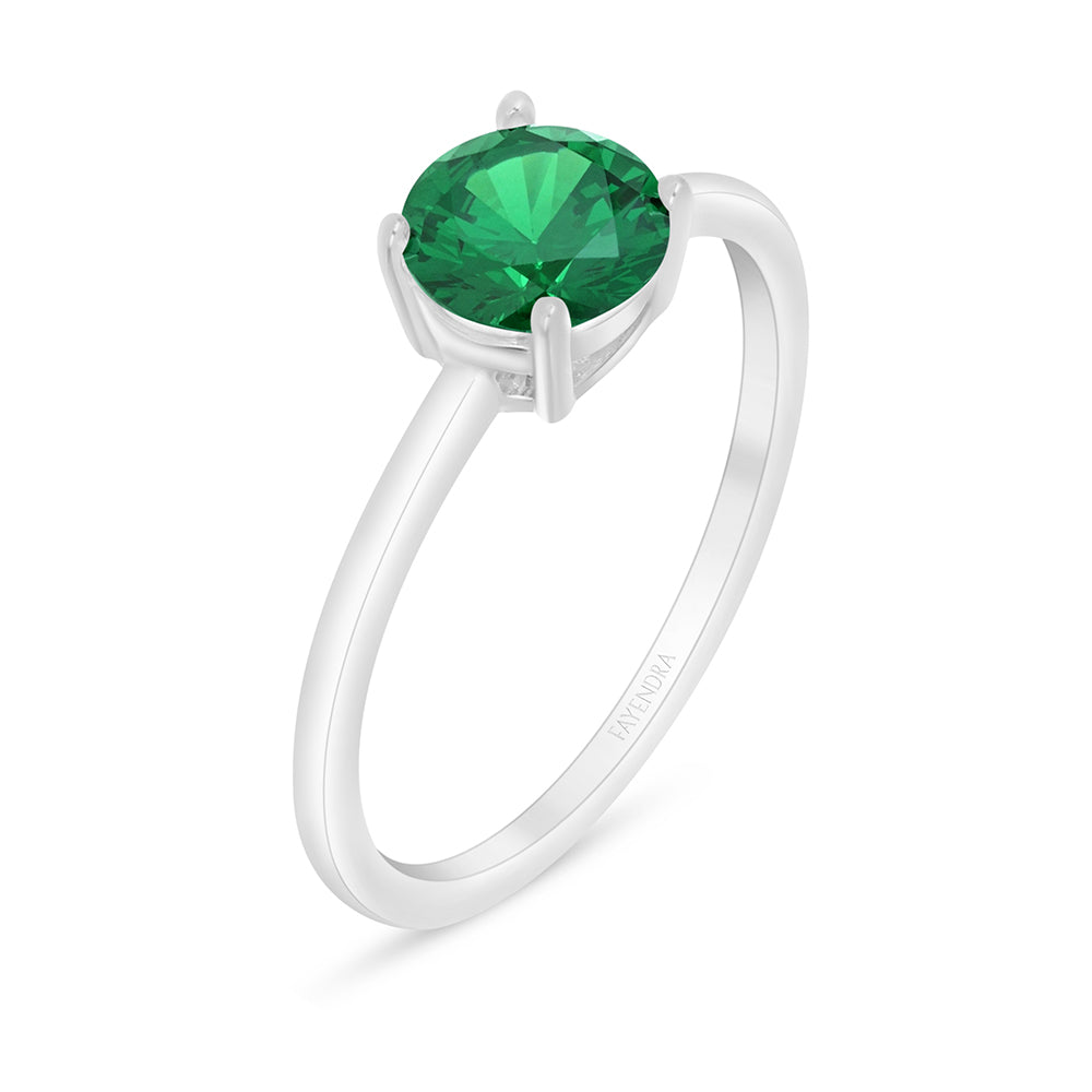 خاتم من الفضة الخالصة عيار 925 مطلي روديوم مرصع زركون زمردي