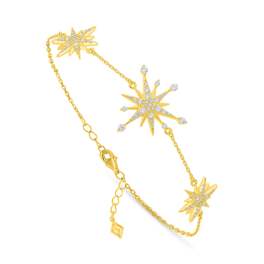 Sterling Silver 925 Bracelet Golden Plated Embedded With White Zircon