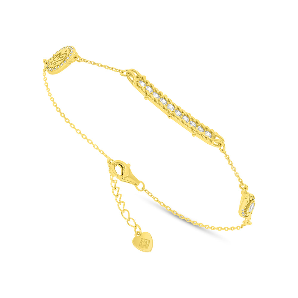 Sterling Silver 925 Bracelet Golden Plated Embedded With White Zircon