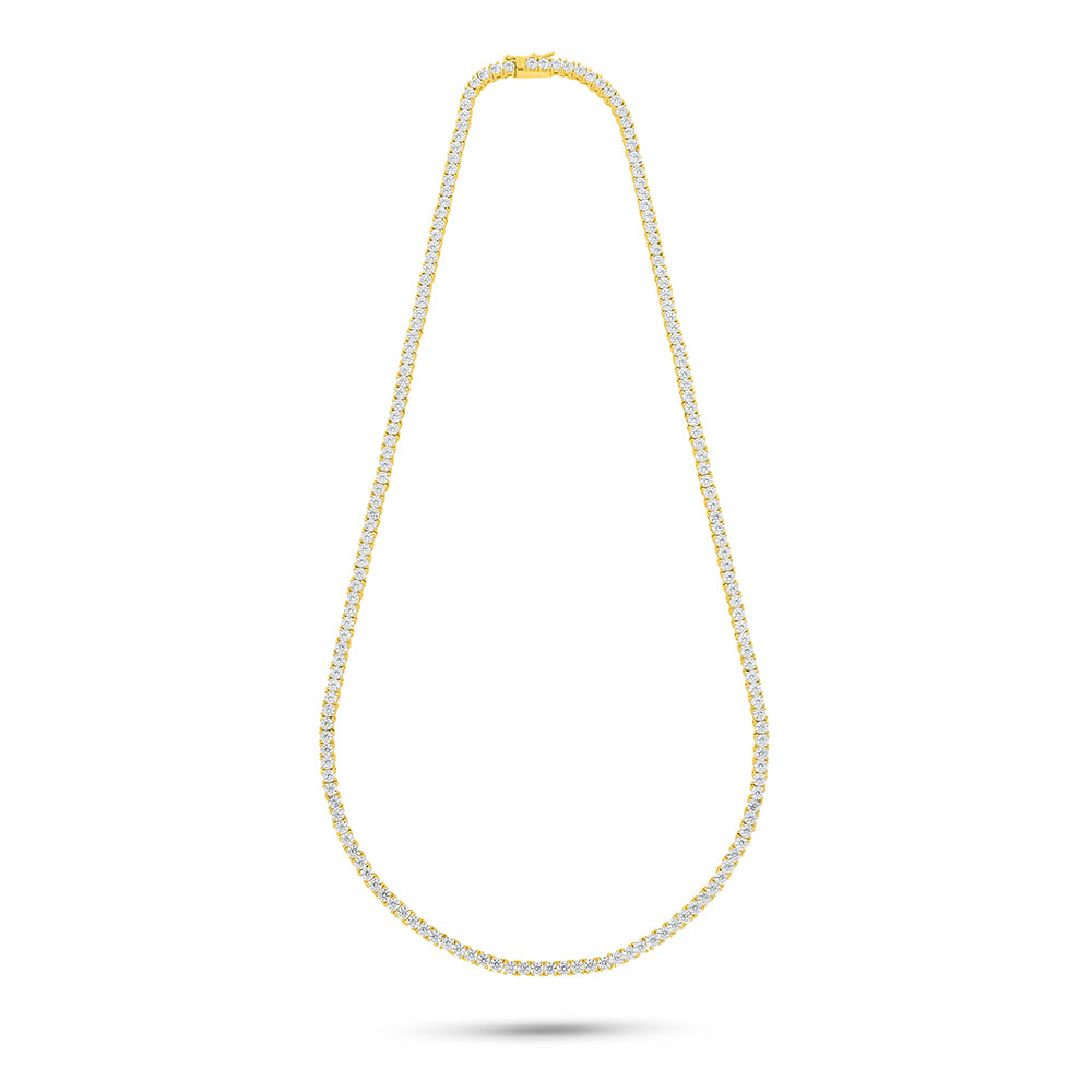 عقد من الفضة الخالصة عيار 925 مطلي ذهبي مرصع فص ابيض