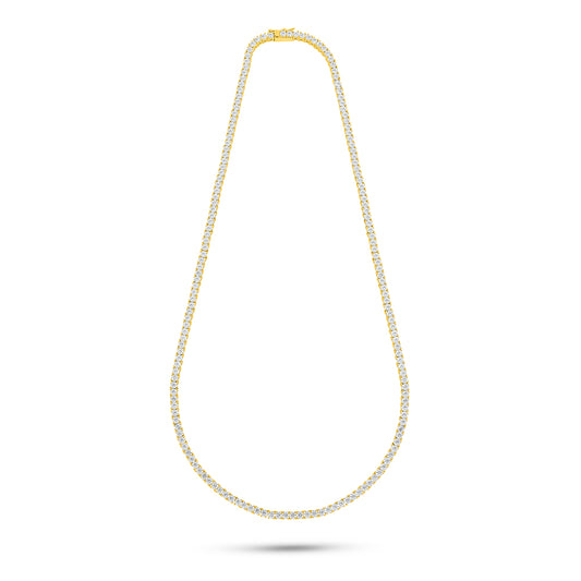 Sterling Silver 925 Necklace Golden Plated Embedded With White Zircon