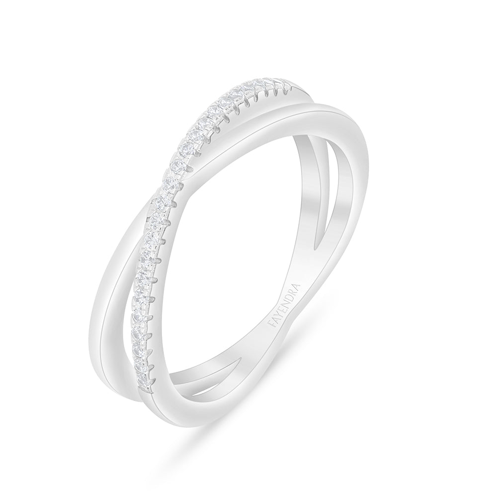 خاتم من الفضة الخالصة عيار 925 مطلي روديوم مرصع فص ابيض