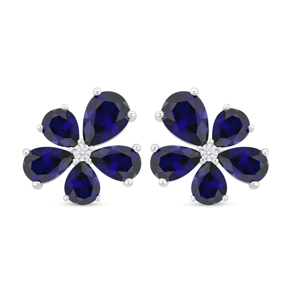 اقراط من الفضة الخالصة عيار 925 مطلية روديوم مرصعة زفير كروندوم و فص ابيض