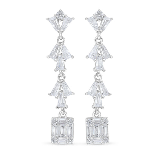 اقراط من الفضة الخالصة عيار 925 مطلية روديوم مرصعة فص ابيض