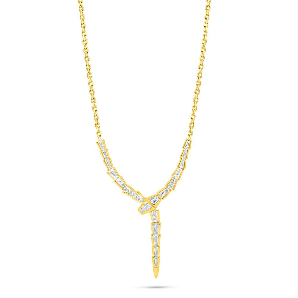 عقد من الفضة الخالصة عيار 925 مطلي ذهبي مرصع فص ابيض