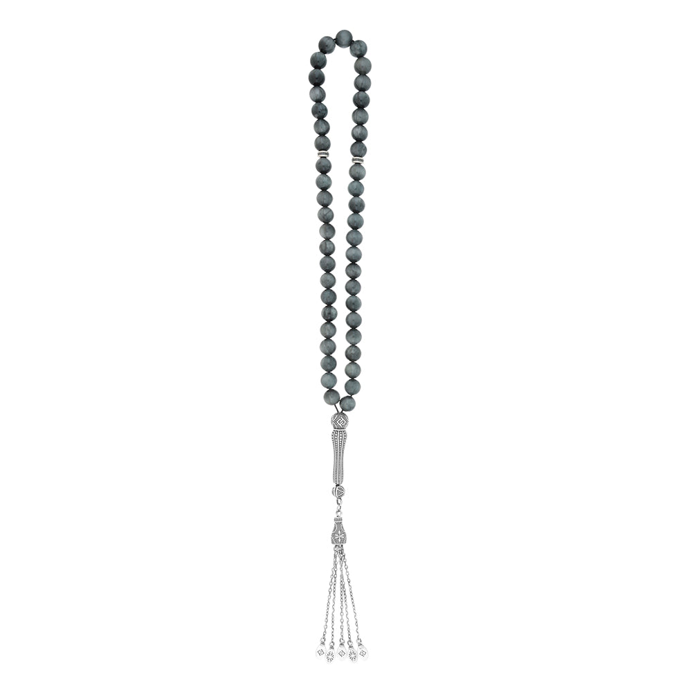 Rosary eagle eye with 33 natural tiger’s eye beads and silver accents, showcasing its unique chatoyancy.