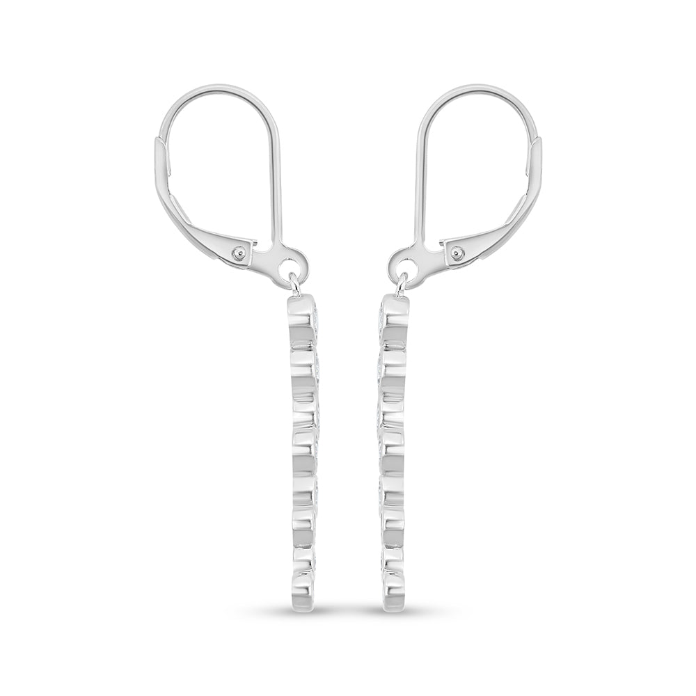 اقراط من الفضة الخالصة عيار 925 مطلية روديوم مرصعة فص ابيض