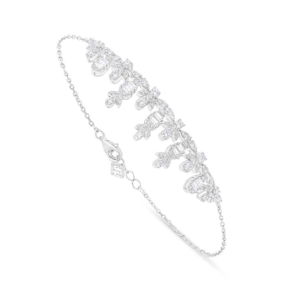 Sterling Silver 925 Bracelet Rhodium Plated Embedded With White Zircon