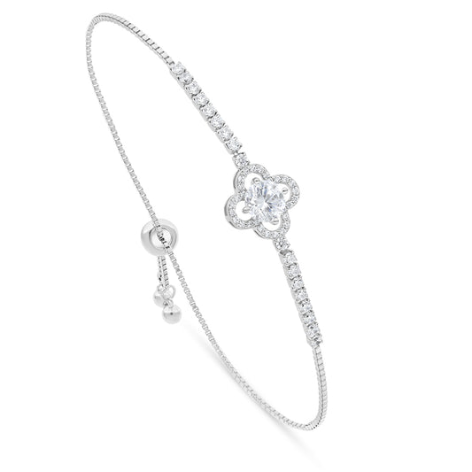 اسورة من الفضة الخالصة عيار 925 مطلية روديوم مرصعة فص ابيض