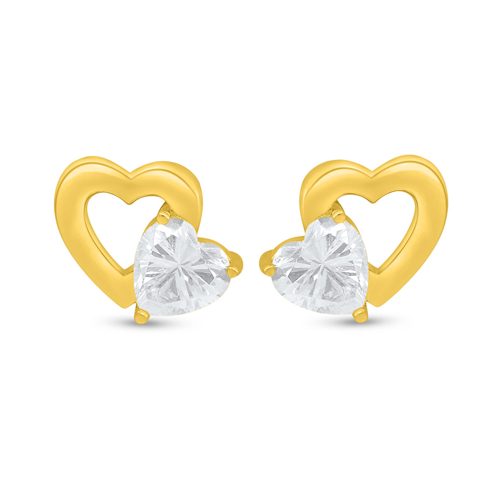 Sterling Silver 925 Earring Golden Plated Embedded With White Zircon