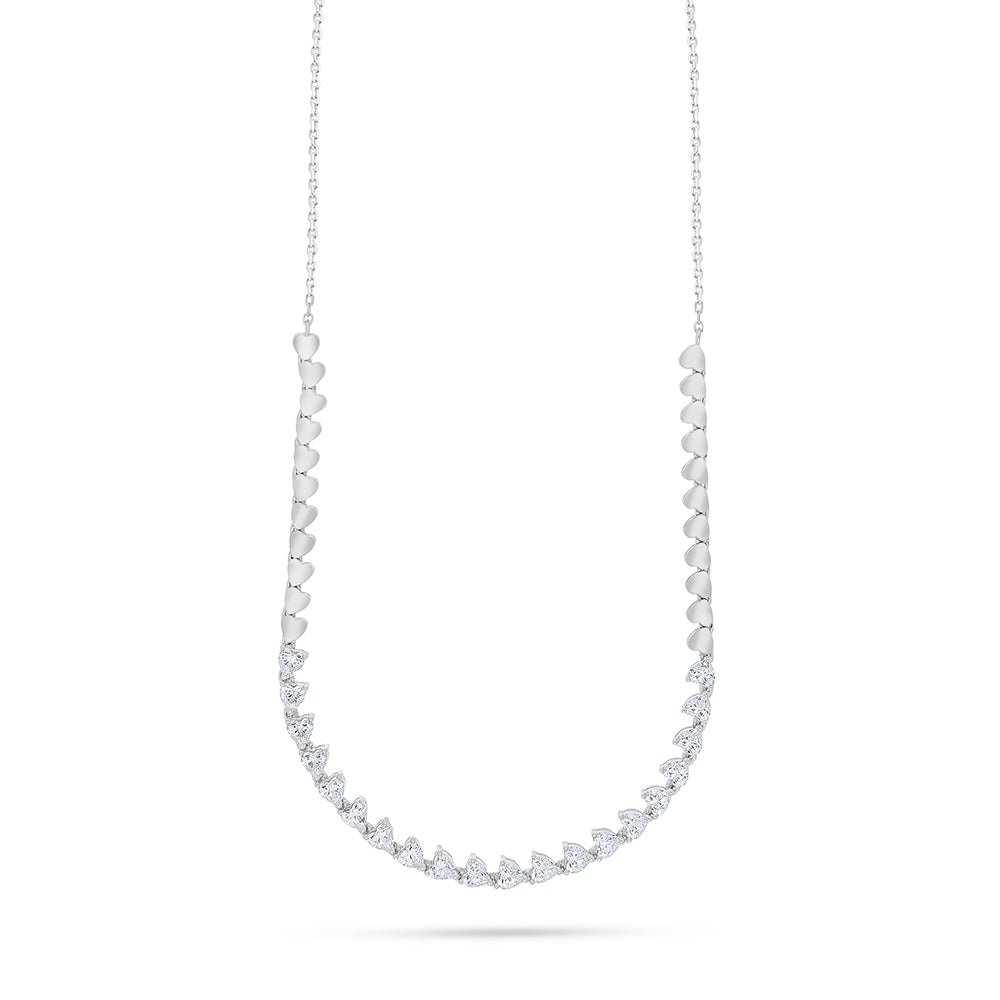 عقد من الفضة الخالصة عيار 925 مطلي روديوم مرصع فص ابيض