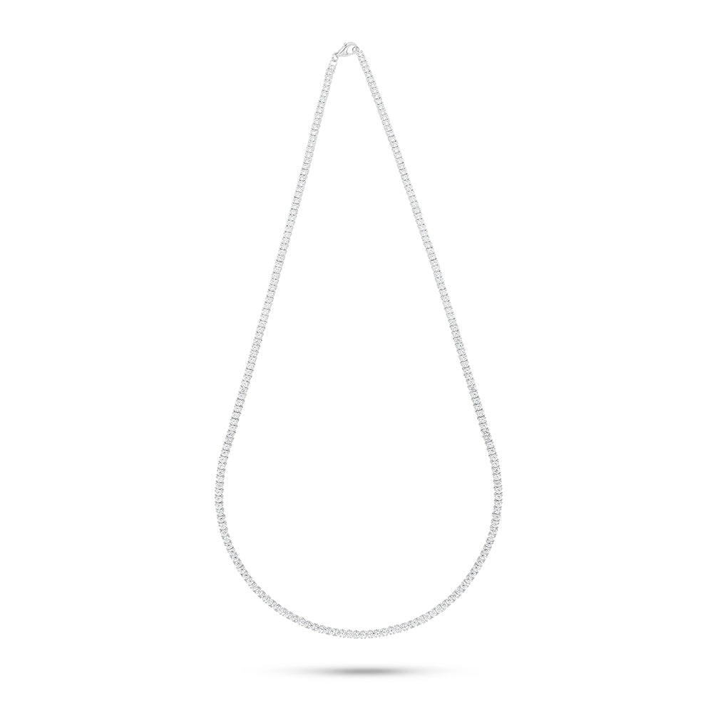 Sterling Silver 925 Necklace Rhodium Plated Embedded With White Zircon