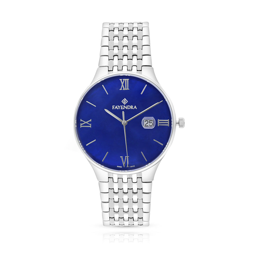Stainless Steel 316 Watch Silver Color For Men - BLUE MOP DIAL