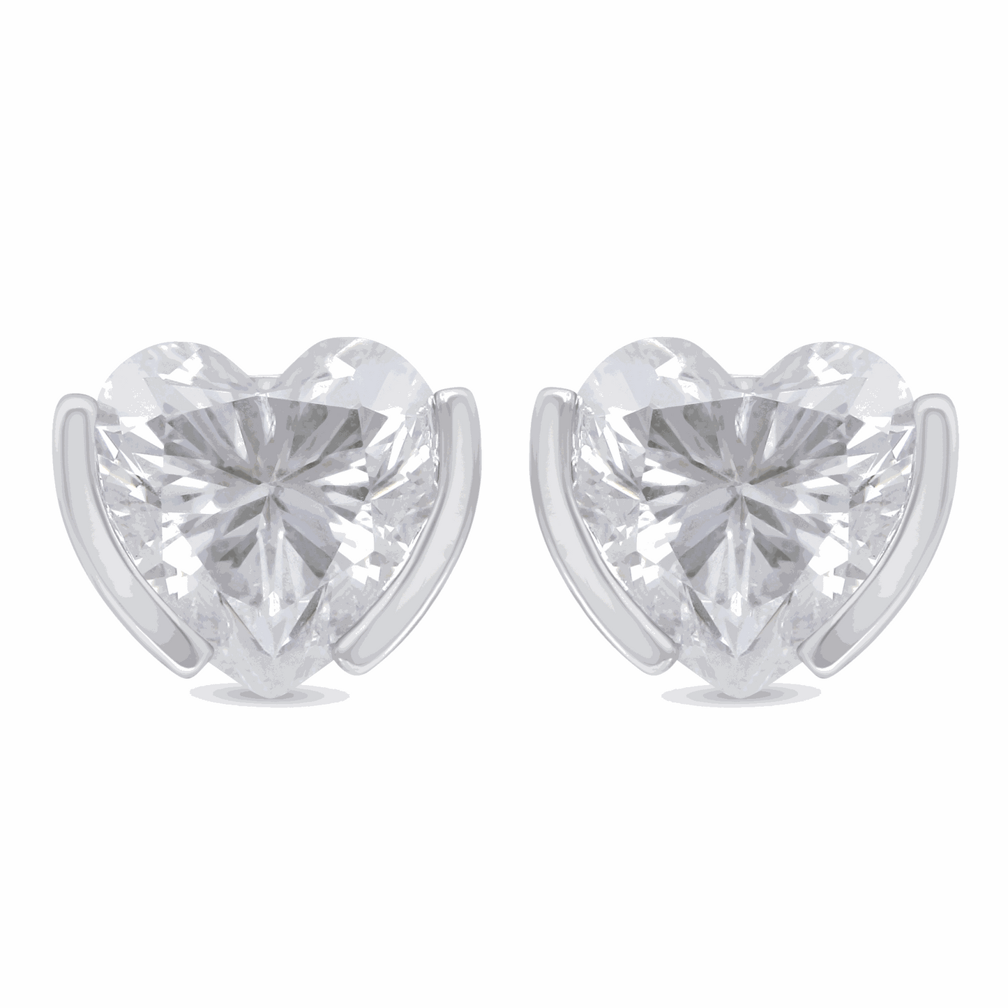 Sterling Silver 925 Earring Rhodium Plated Embedded With White Zircon