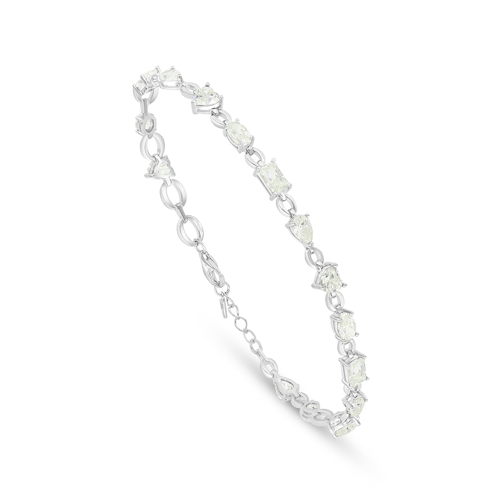 اسورة من الفضة الخالصة عيار 925 مطلية روديوم مرصعة بالزركون الكناري الالماسي