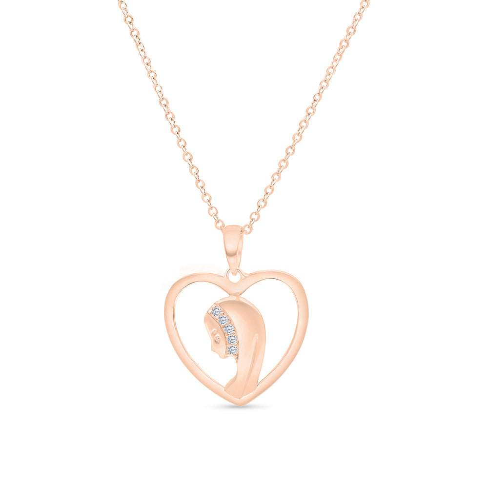Sterling Silver 925 Necklace Rose Gold Plated Embedded With White CZ