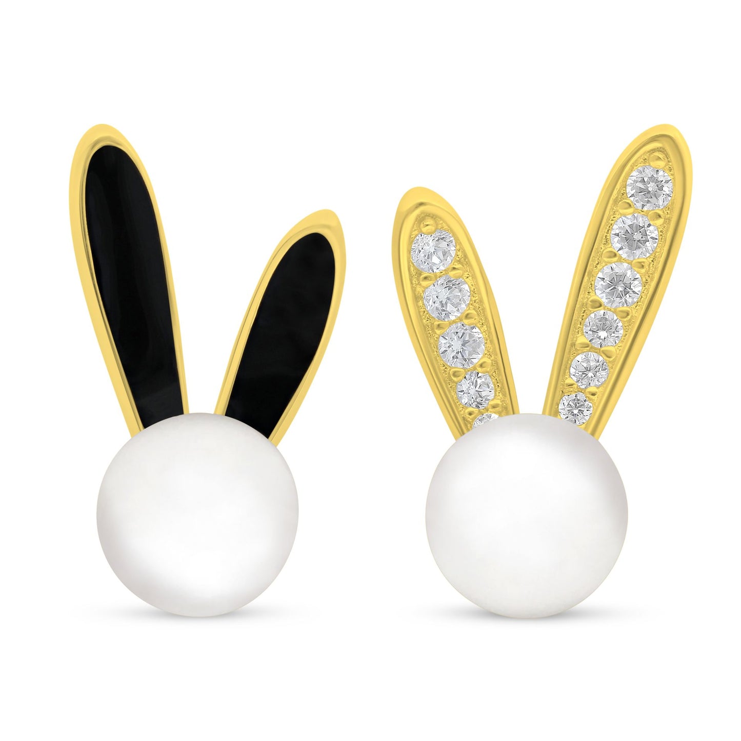 Sterling Silver 925 Earring Golden Plated Embedded With Natural White Pearl And White Zircon