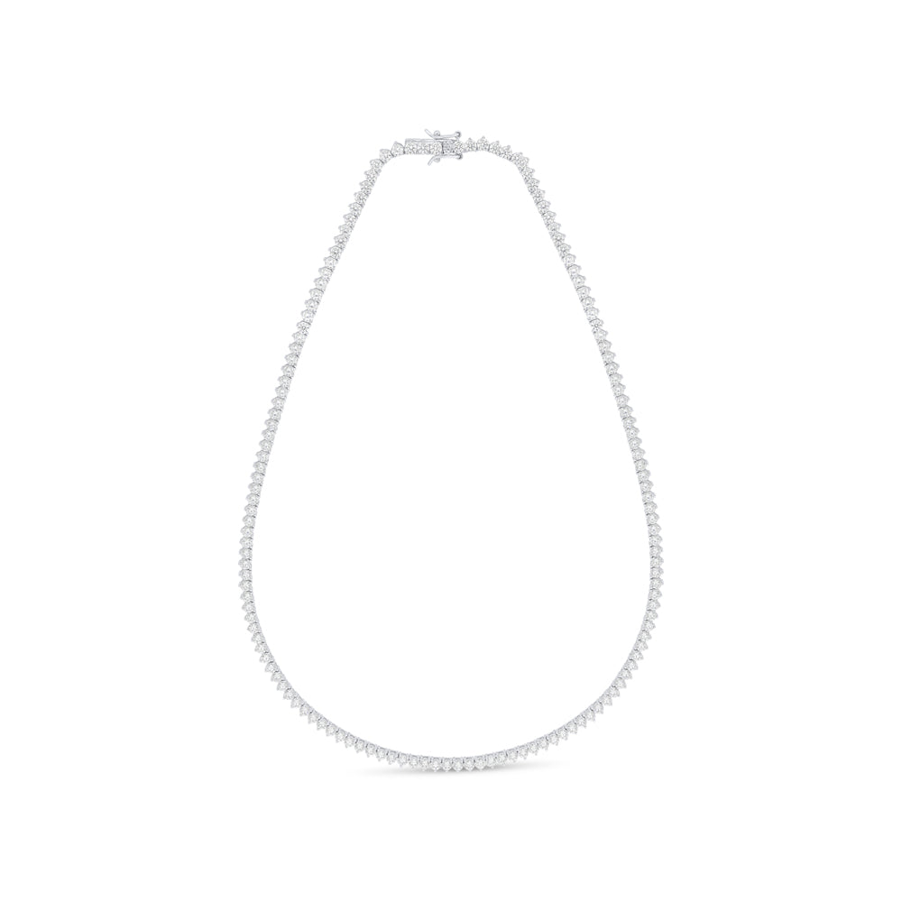 Sterling Silver 925 Necklace Rhodium Plated Embedded With White Zircon