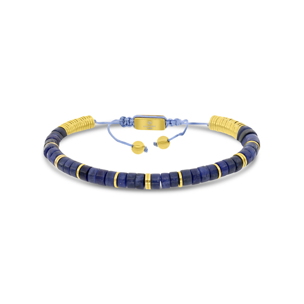 اسورة رجالي ستانلس ستيل عيار 316L مطلي ذهبي Blue-vein Stone