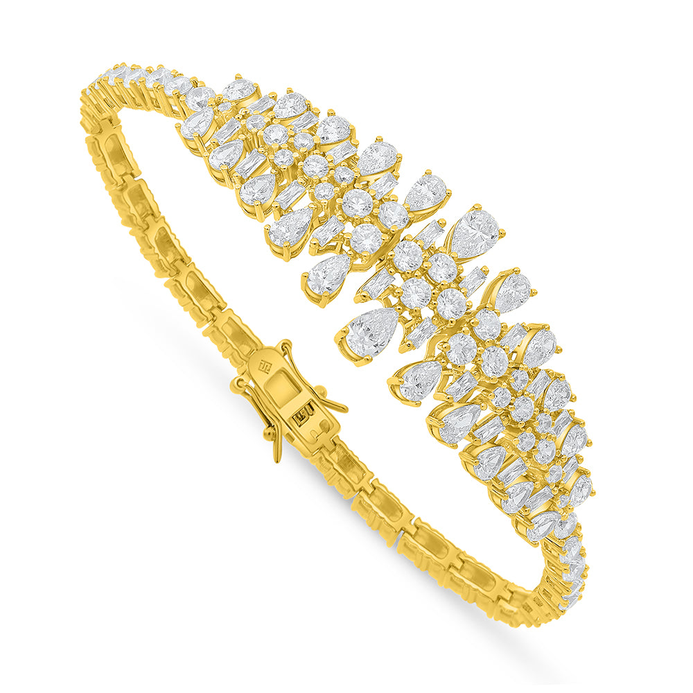 Sterling Silver 925 SET Golden Plated Embedded With White Zircon