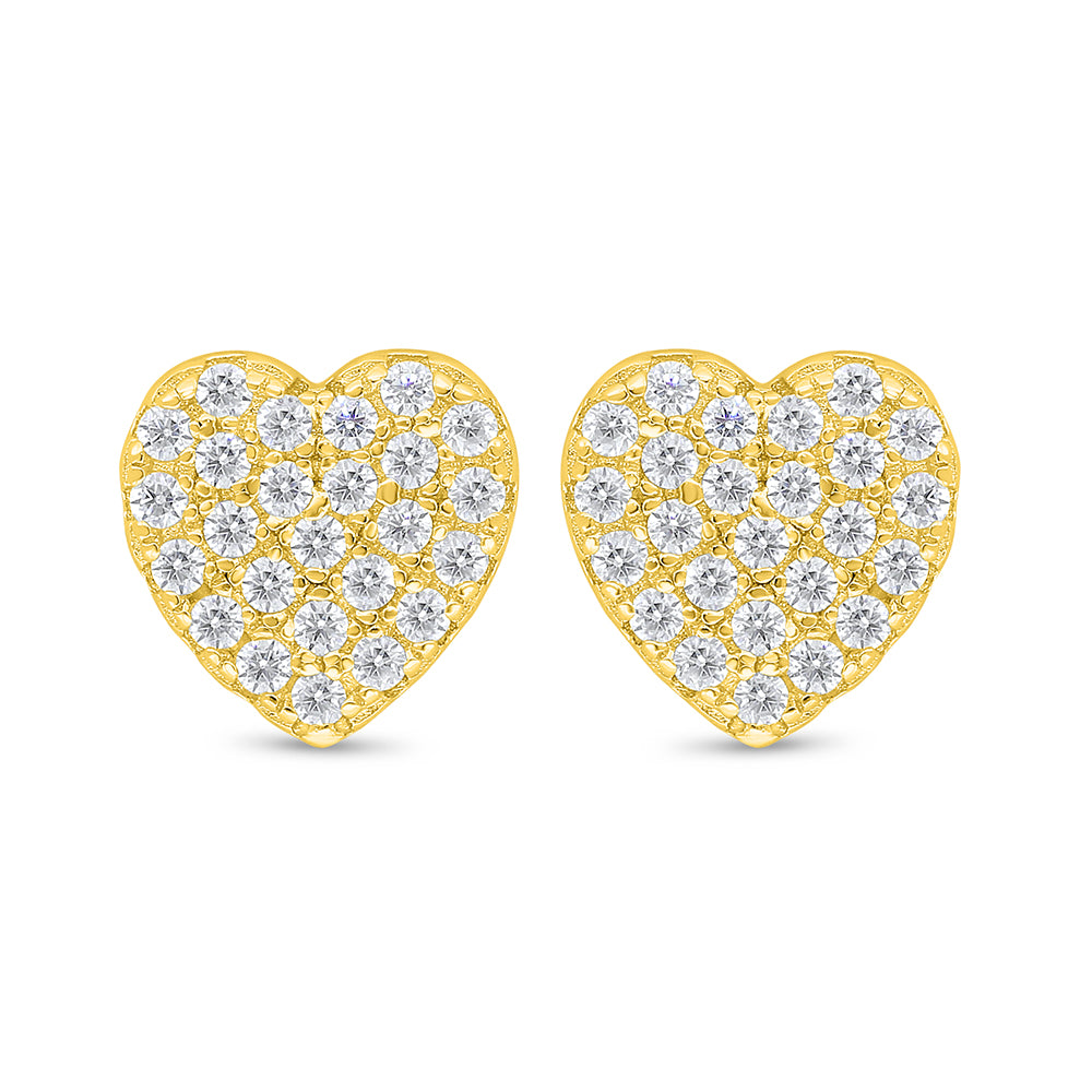Sterling Silver 925 Earring Golden Plated Embedded With White Zircon