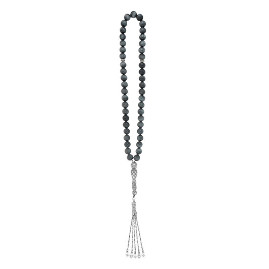 Oxidized Silver Rosary Beads – 33 Handmade Prayer Beads Set for meditation and spiritual practice.