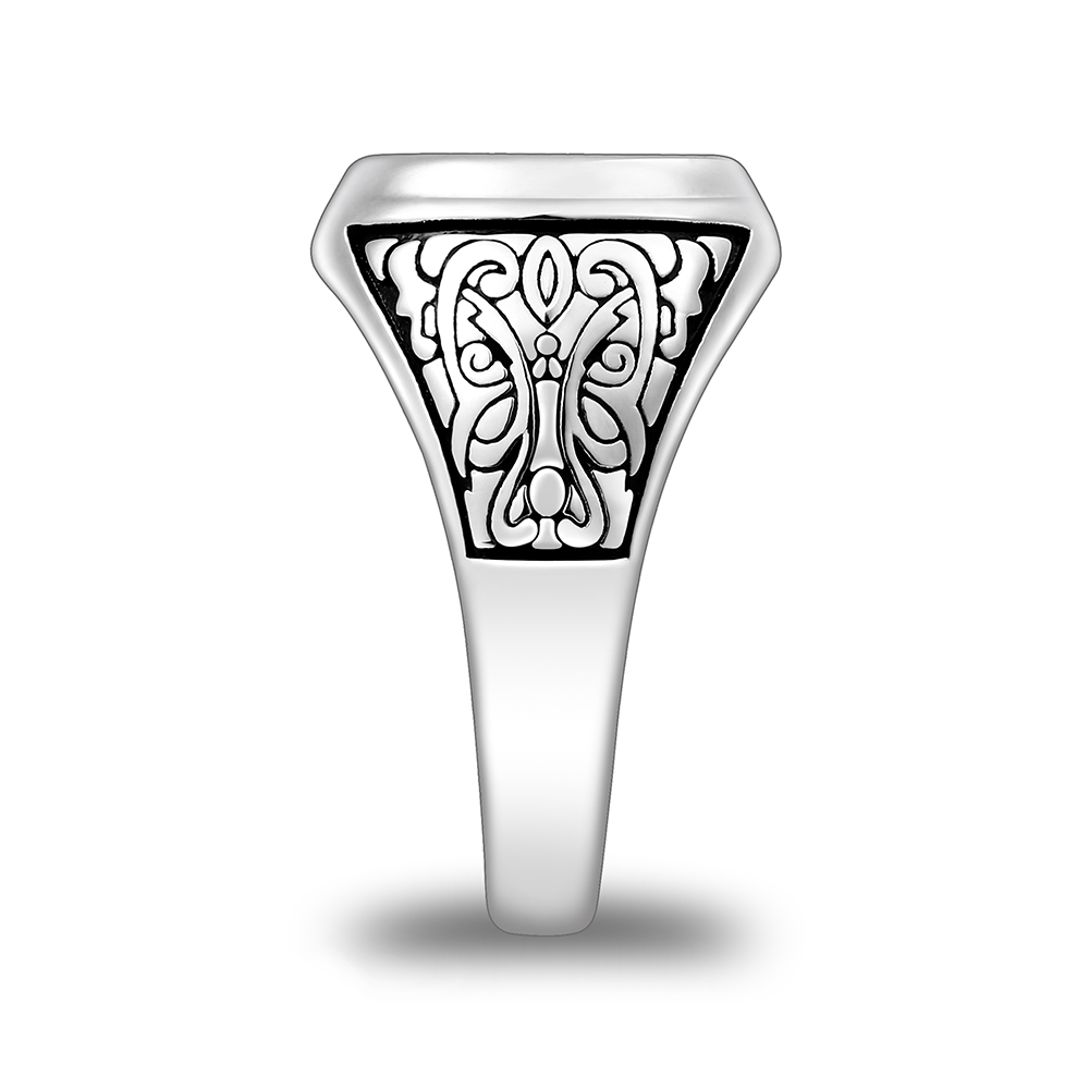 Sterling Silver 925 Islamic Ring Rhodium And Black Plated For Men