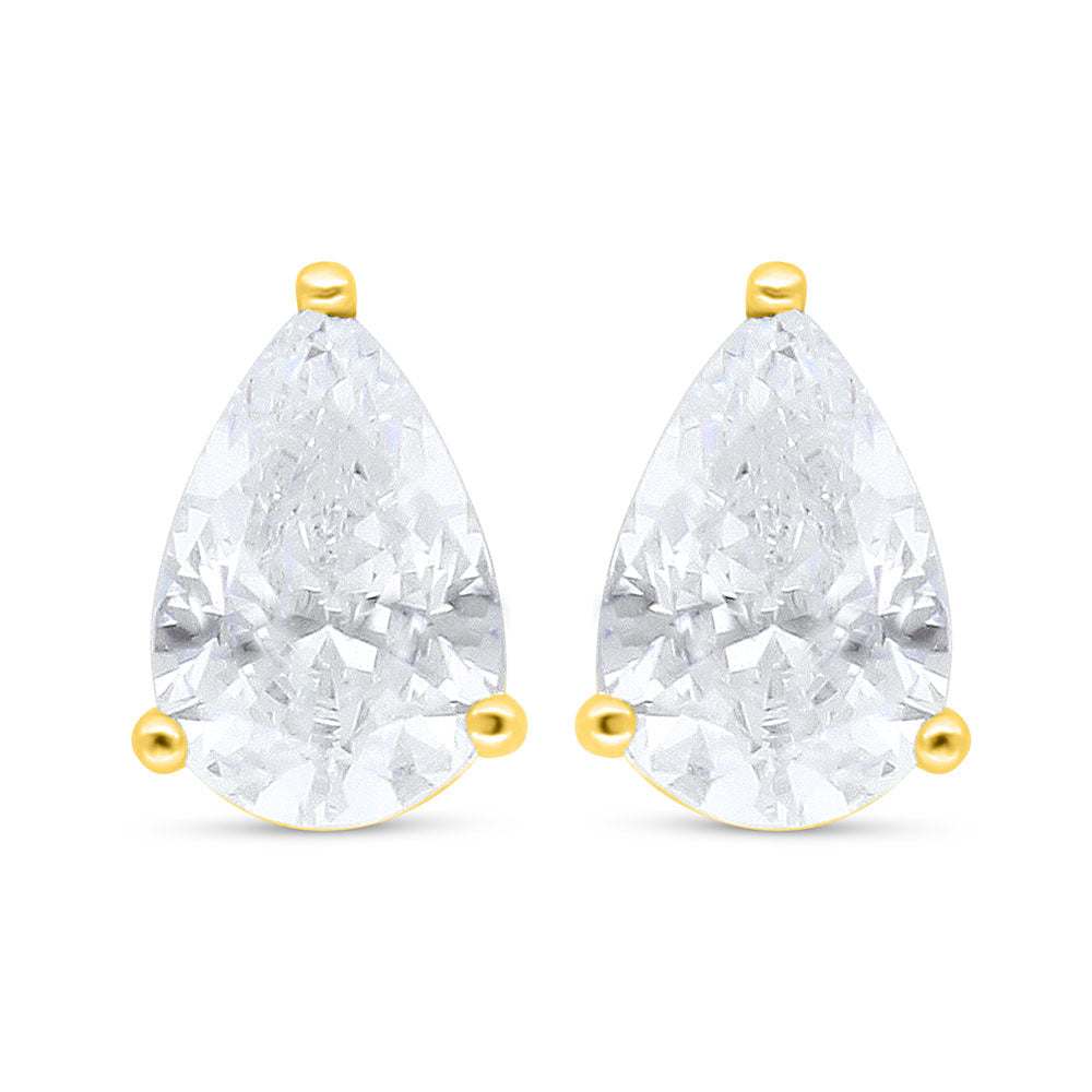Sterling Silver 925 Earring Golden Plated Embedded With Yellow Diamond