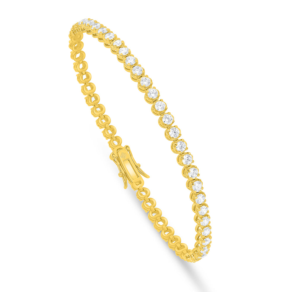 Sterling Silver 925 Bracelet Golden Plated Embedded With White Zircon