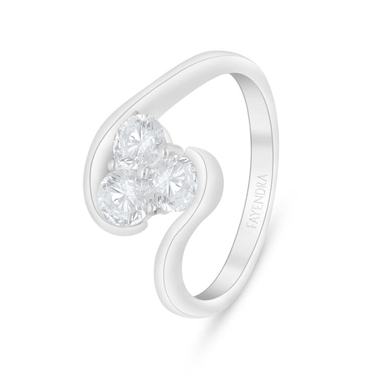 خاتم من الفضة الخالصة عيار 925 مطلي روديوم مرصع فص ابيض