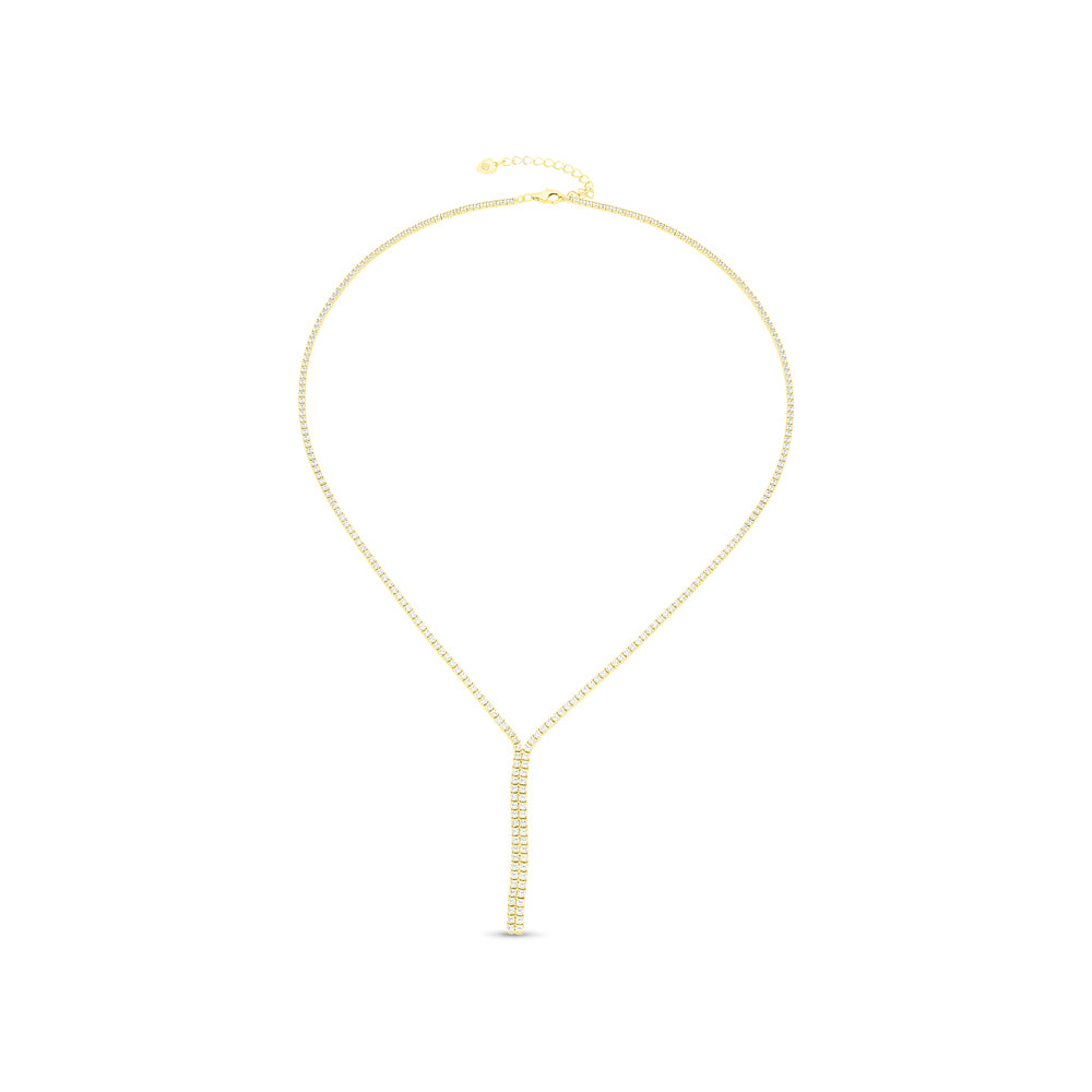 Sterling Silver 925 Necklace Gold Plated Embedded With White CZ