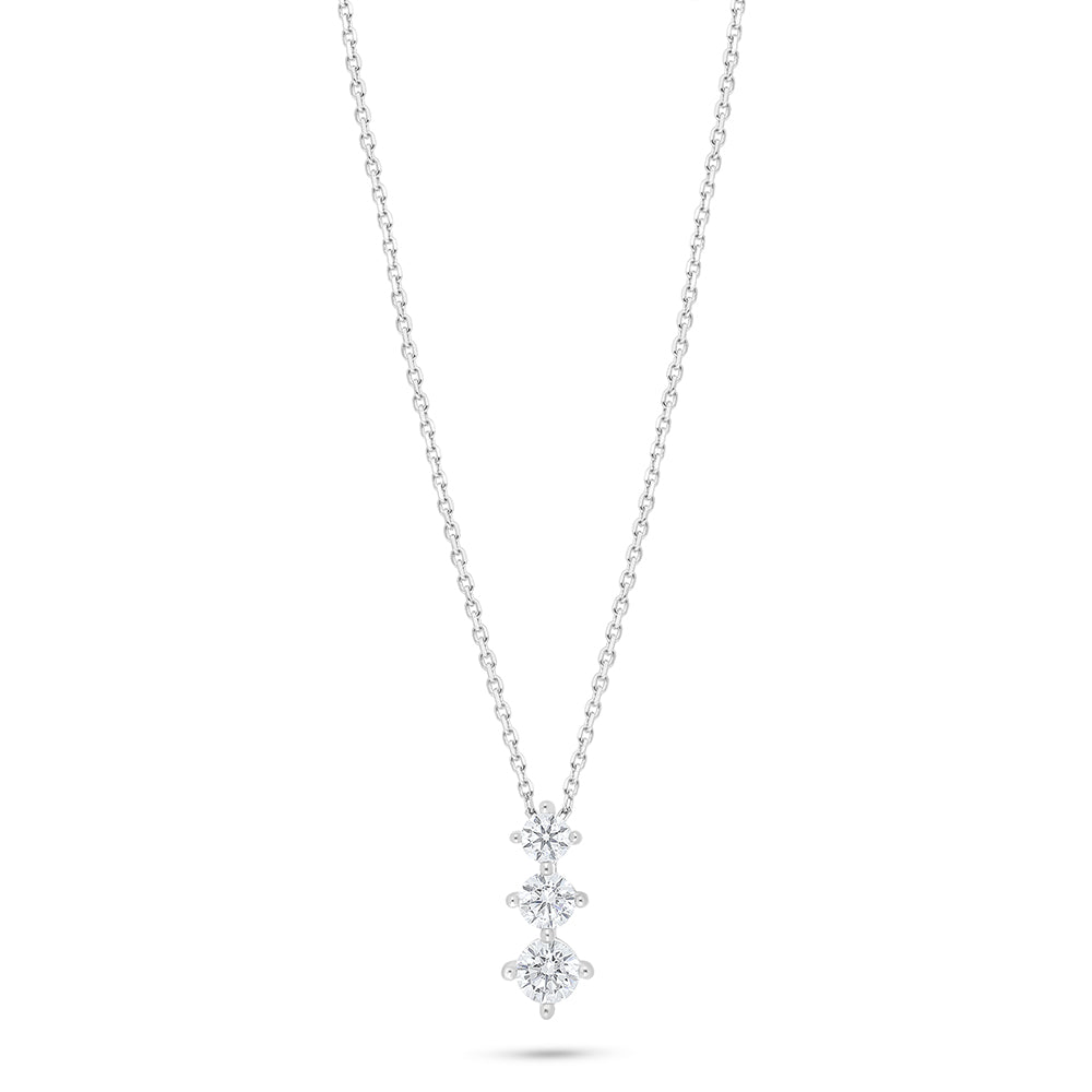 عقد من الفضة الخالصة عيار 925 مطلي روديوم مرصع فص ابيض