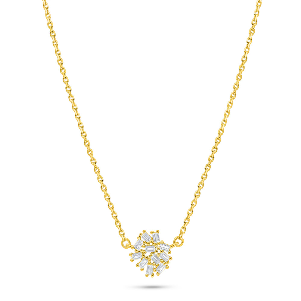 Sterling Silver 925 Necklace Golden Plated Embedded With White Zircon