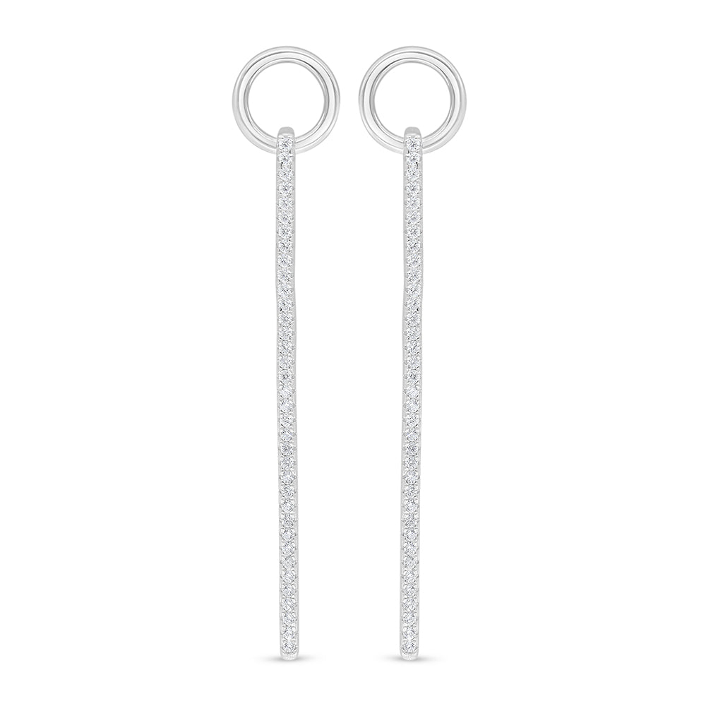 Sterling Silver 925 Earring Rhodium Plated Embedded With White Zircon