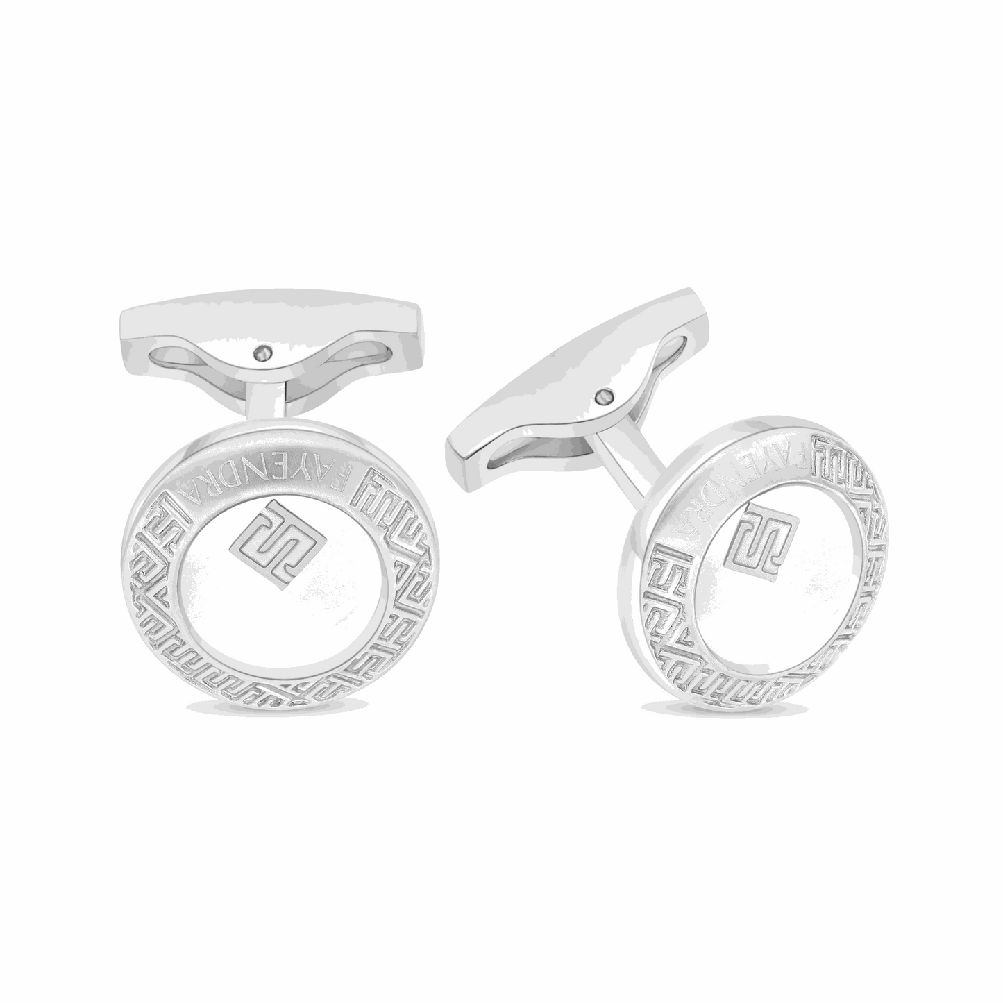 Stainless Steel Cufflink 316L Embedded With White Shell Matt Steel
