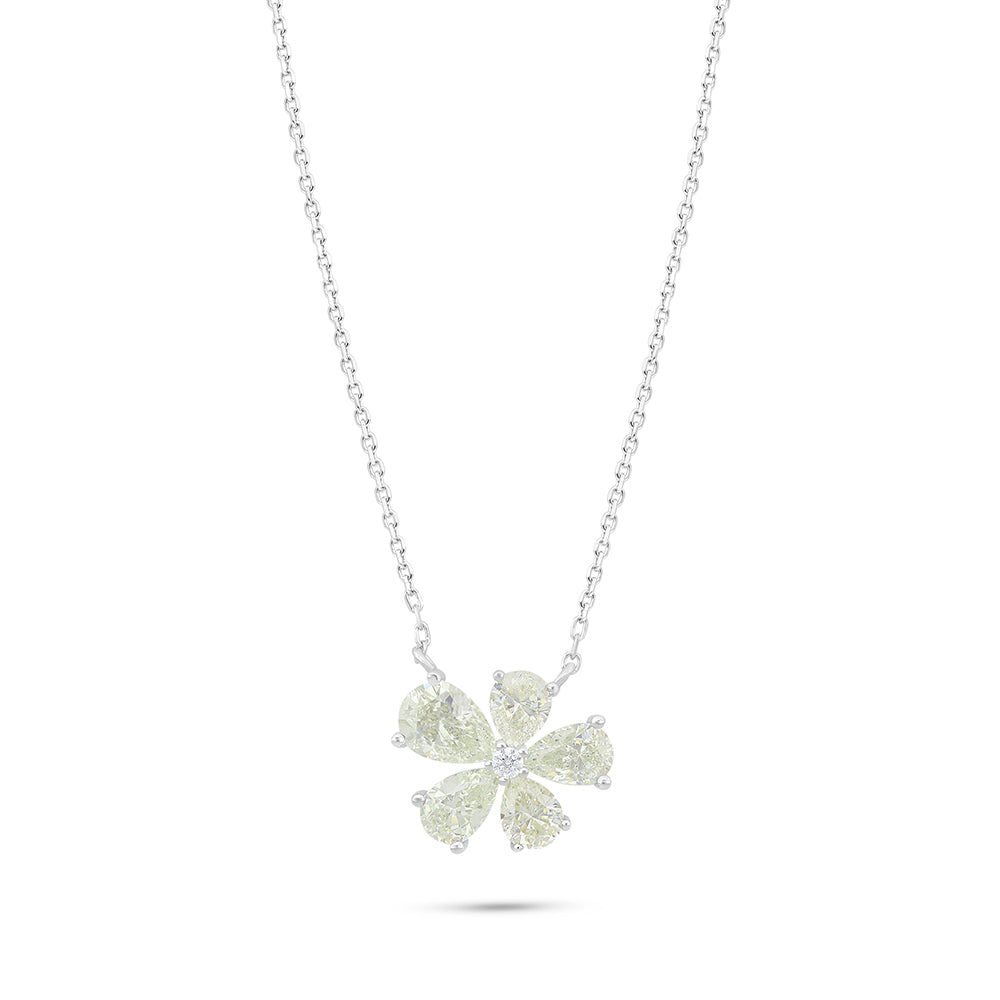 Sterling Silver 925 Necklace Rhodium Plated Embedded With Diamond Zircon And White Zircon