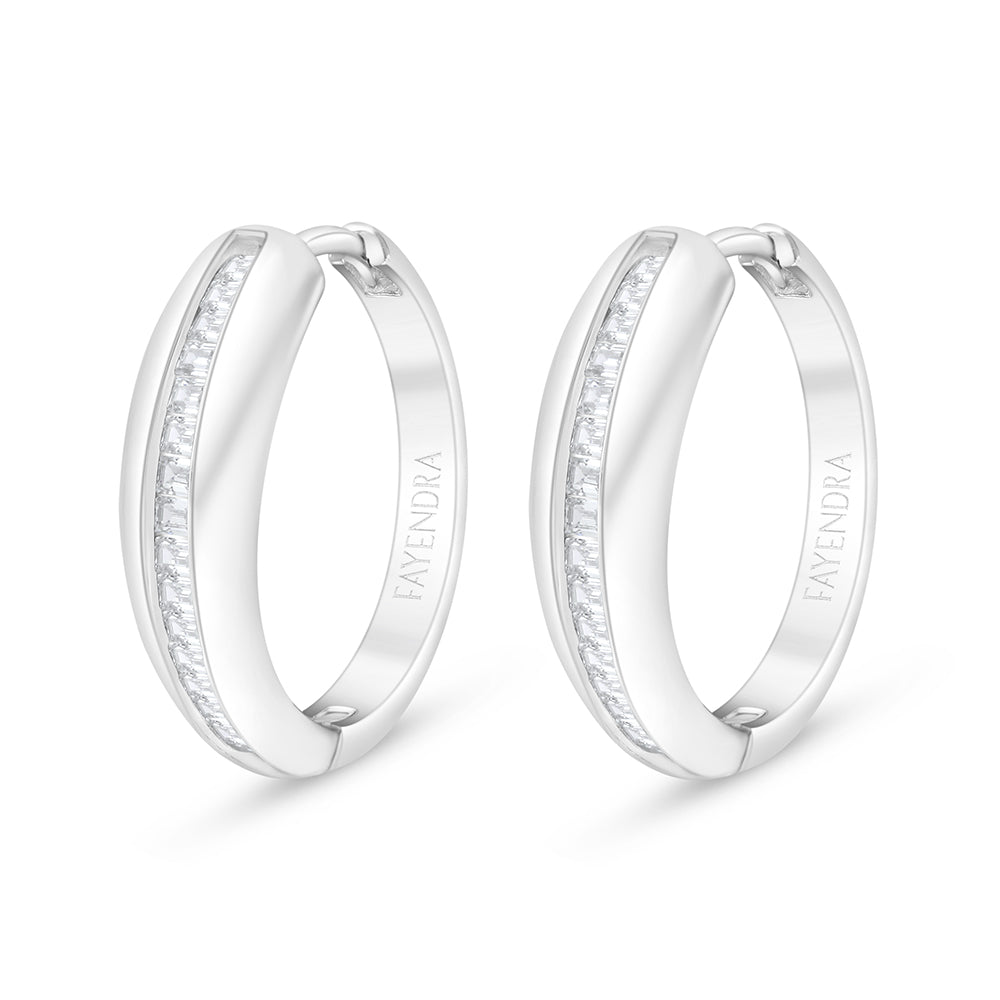 اقراط من الفضة الخالصة عيار 925 مطلي روديوم مرصع فص ابيض