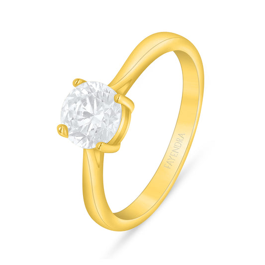Sterling Silver 925 Ring Golden Plated Embedded With White Zircon