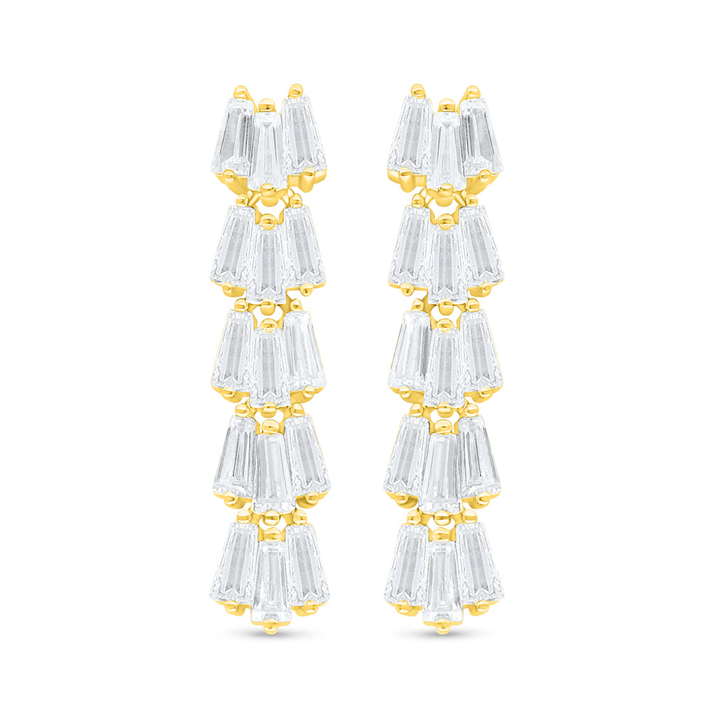 طقم فضة عيار 925 مطلي ذهبي فص ابيض