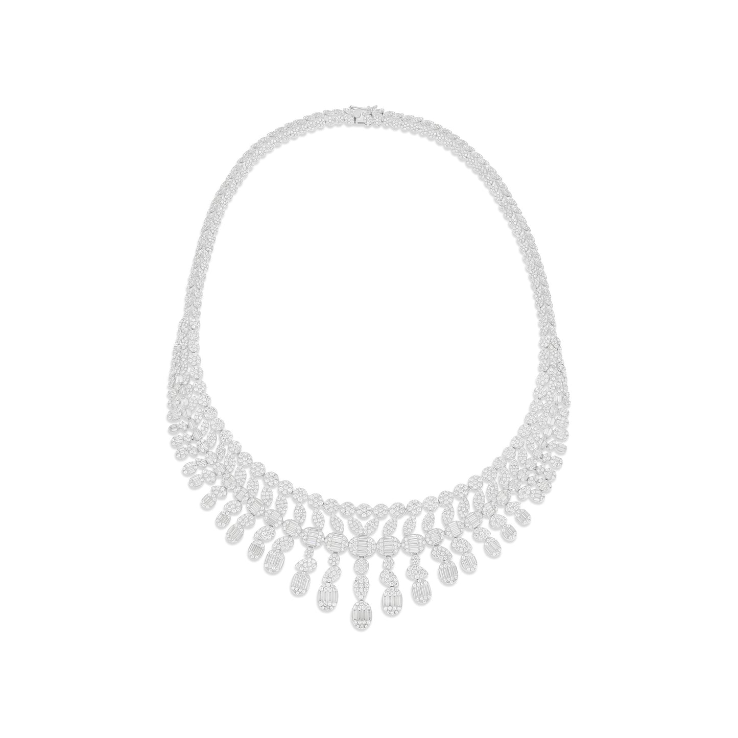 Sterling Silver 925 SET Rhodium Plated Embedded With White Zircon