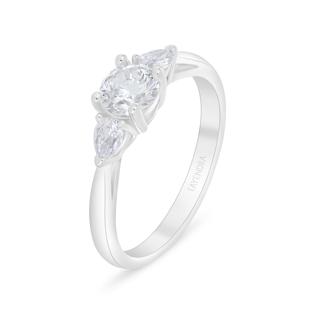 خاتم من الفضة الخالصة عيار 925 مطلي روديوم مرصع فص ابيض