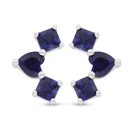 اقراط من الفضة الخالصة عيار 925 مطلية روديوم مرصعة زفير كروندوم