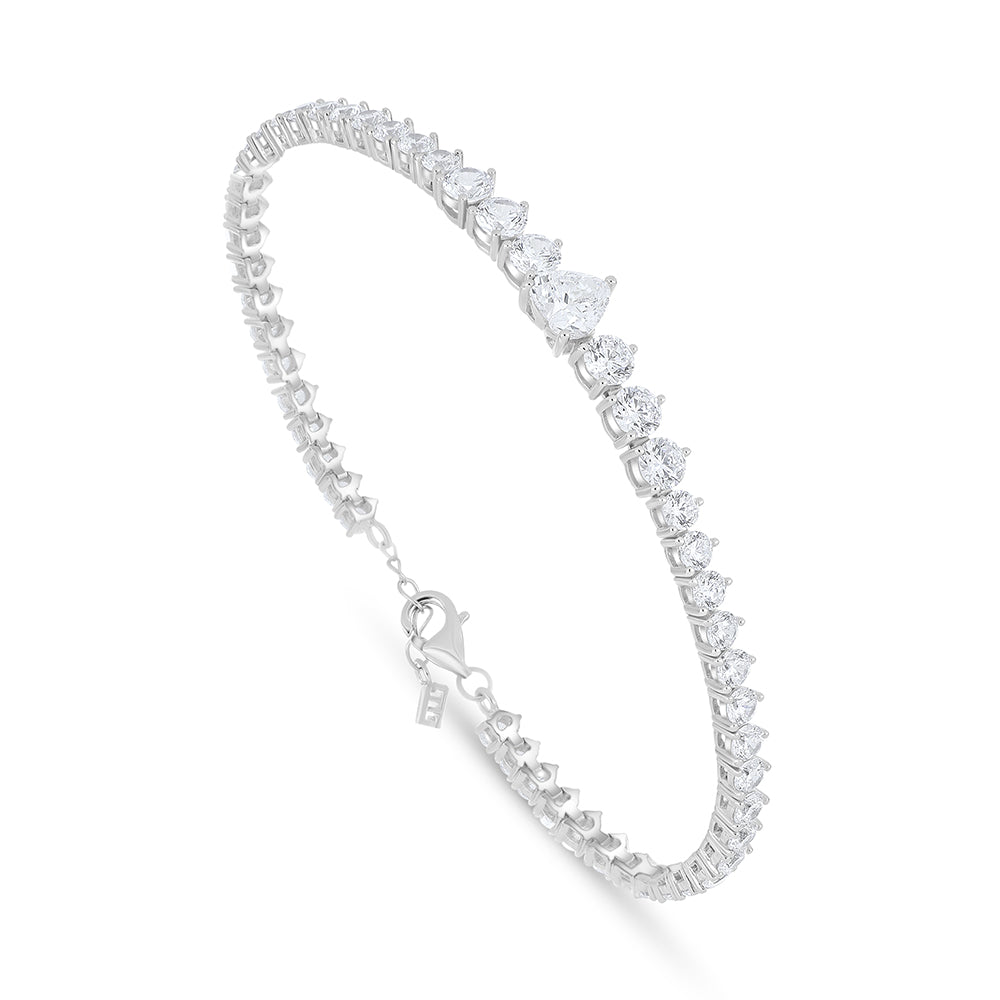 اسورة من الفضة الخالصة عيار 925 مطلية روديوم مرصعة فص ابيض