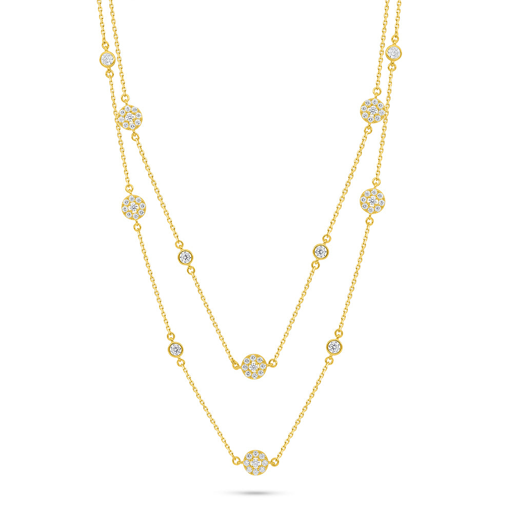 Sterling Silver 925 Necklace Golden Plated Embedded With White Zircon