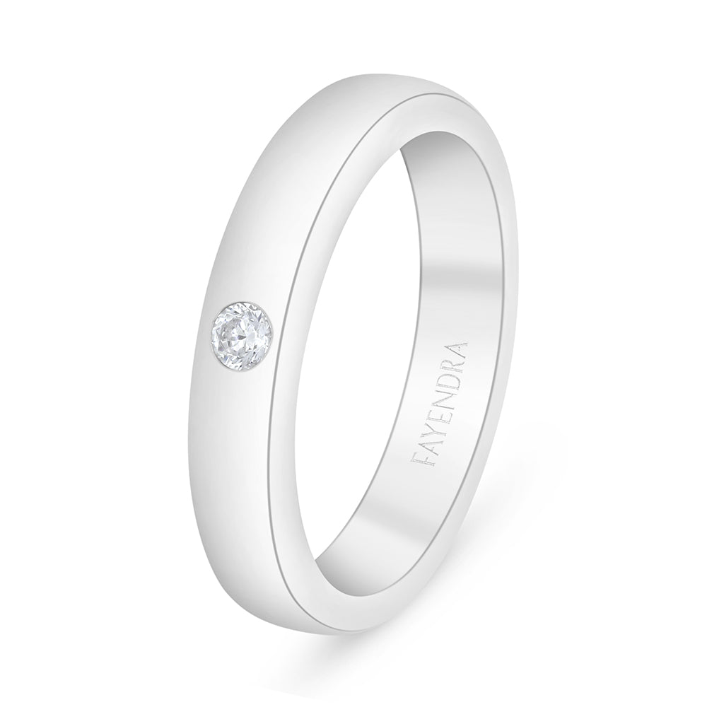 Sterling Silver 925 Ring Rhodium Plated Embedded With White Zircon