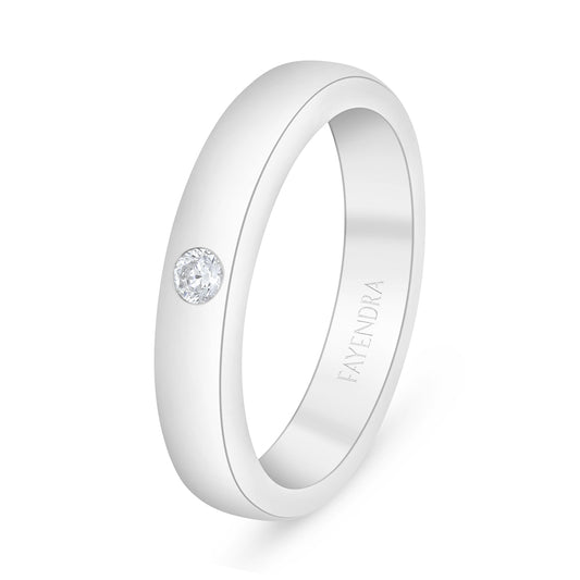 خاتم من الفضة الخالصة عيار 925 مطلي روديوم مرصع فص ابيض